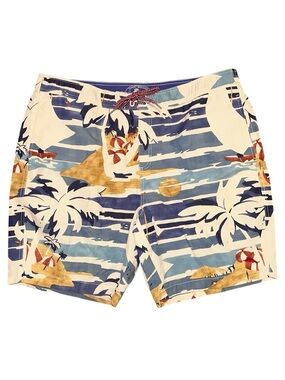 Tommy Bahama Relax Swim Board Shorts Trunks Palm Trees Umbrellas Sand Boats XXL